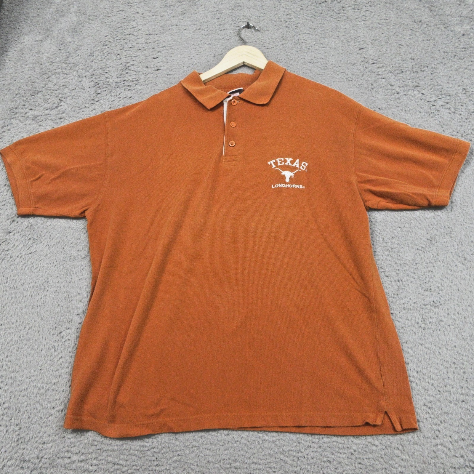 Texas Longhorns Shirt Mens Large Orange Ncaa College Football Polo Cotton